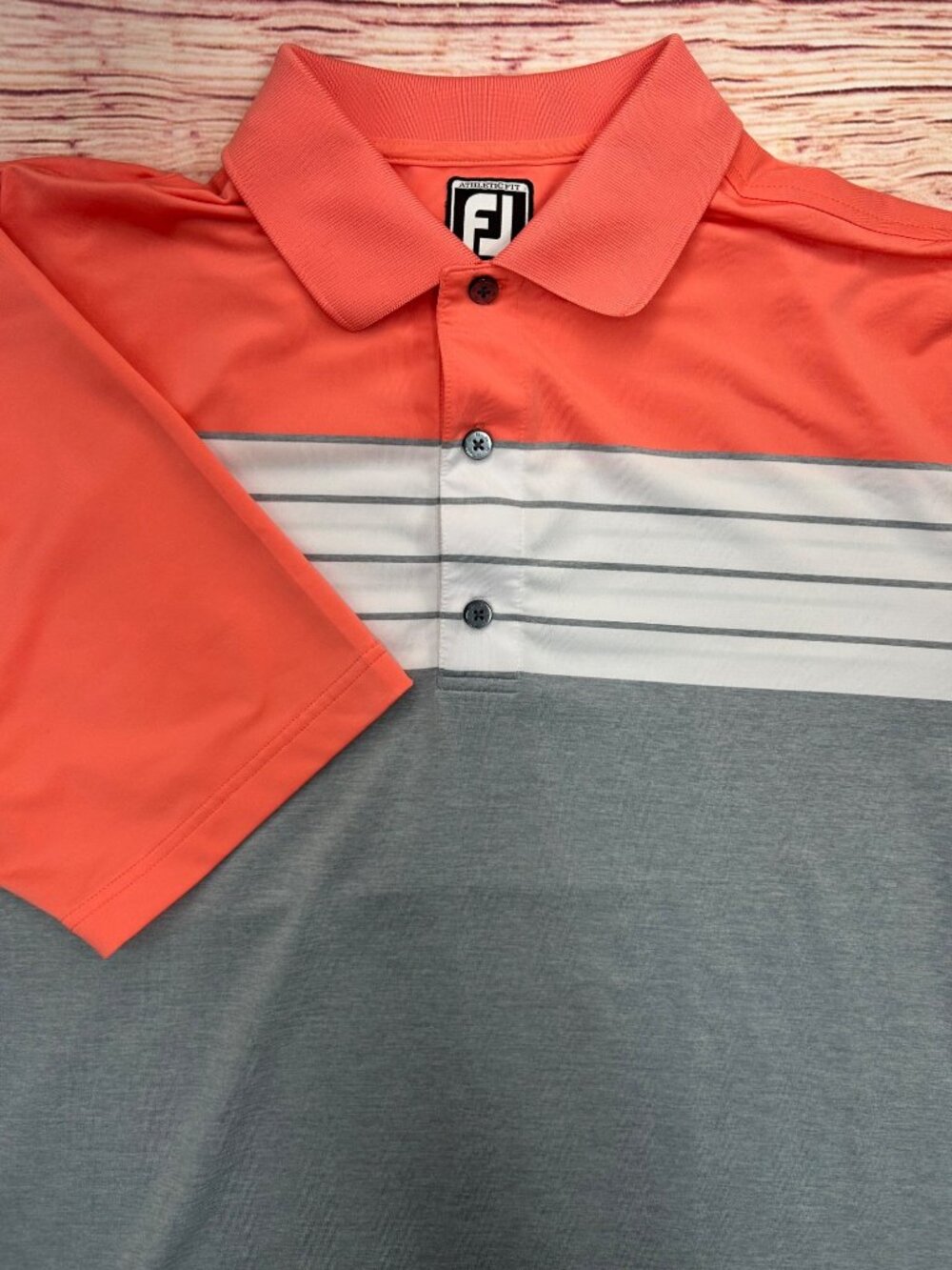 FootJoy Mens Athletic Fit Coral Performance Golf Polo Large